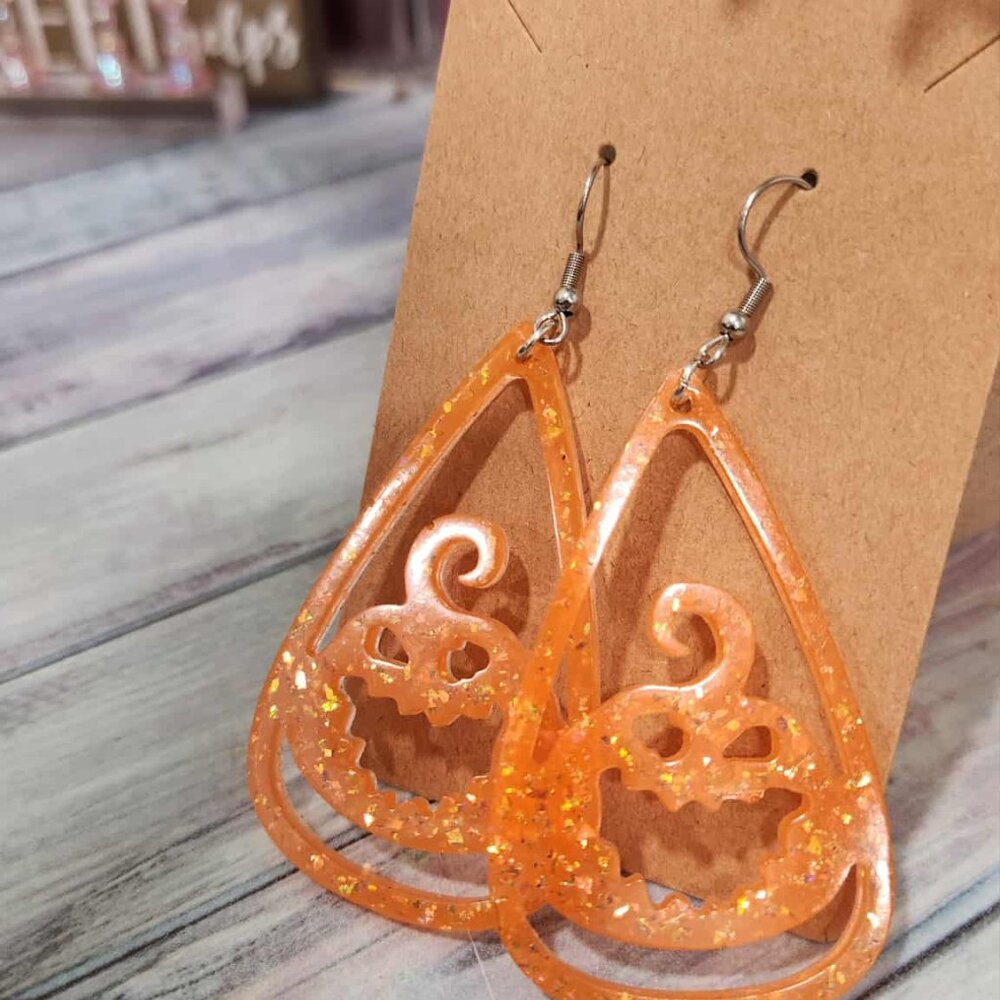 Glitter Resin Halloween Earrings - Picture 4 of 8